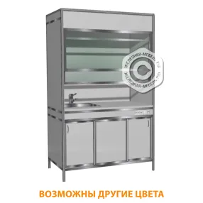 шкаф вытяжной с тумбой алюминиевый профиль (столешница постформинг) ма-в-1/1 (1200х735х2000)